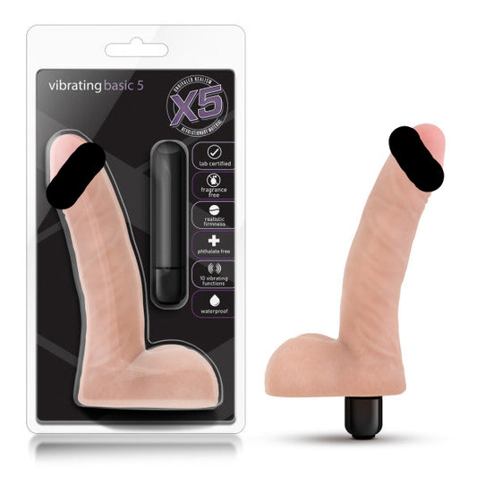 X5 Vibrating Basic 5 Dildo Beige