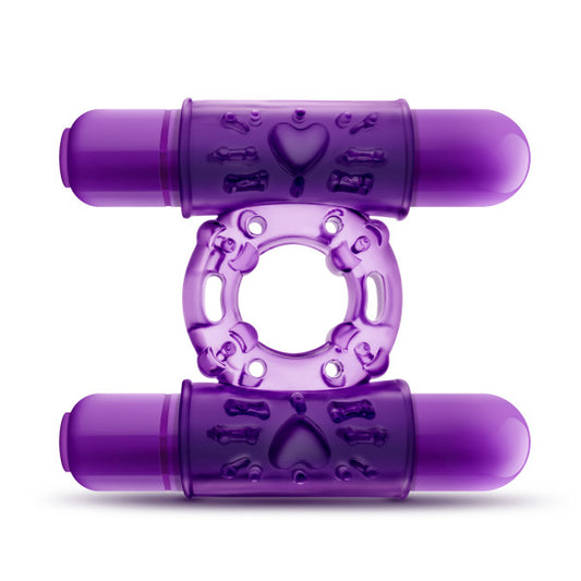 Play With Me Double Play Dual Vibrating Cockring Purple