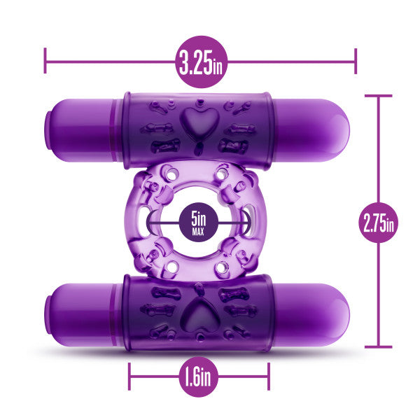 Play With Me Double Play Dual Vibrating Cockring Purple