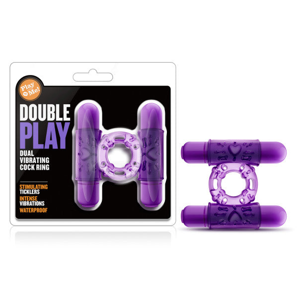 Play With Me Double Play Dual Vibrating Cockring Purple