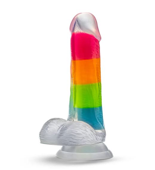 Neo Elite Glow In The Dark Rainbow Rave 6.5 Silicone Dual Density Dildo"