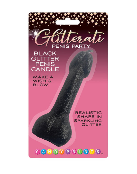 Glitterati Black Glitter Penis Candle