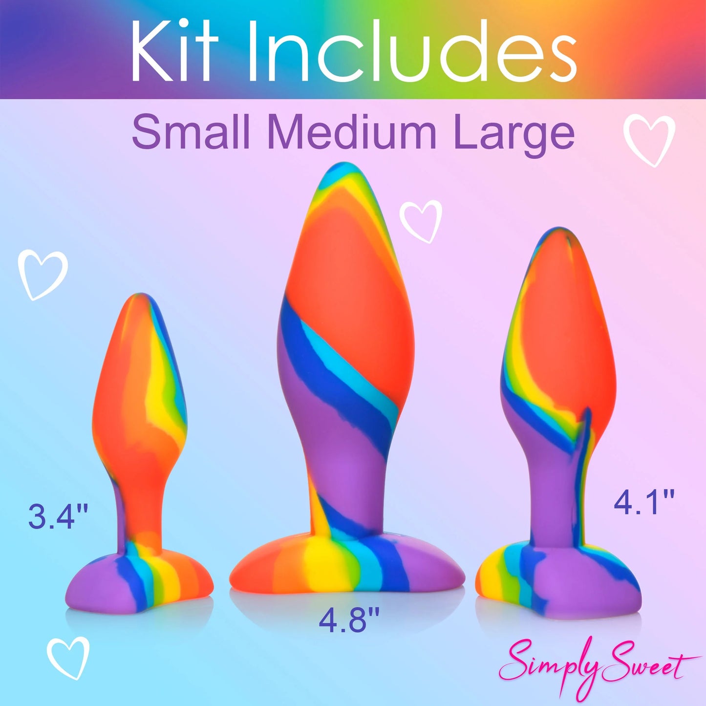 Simply Sweet Rainbow Silicone Butt Plug Set