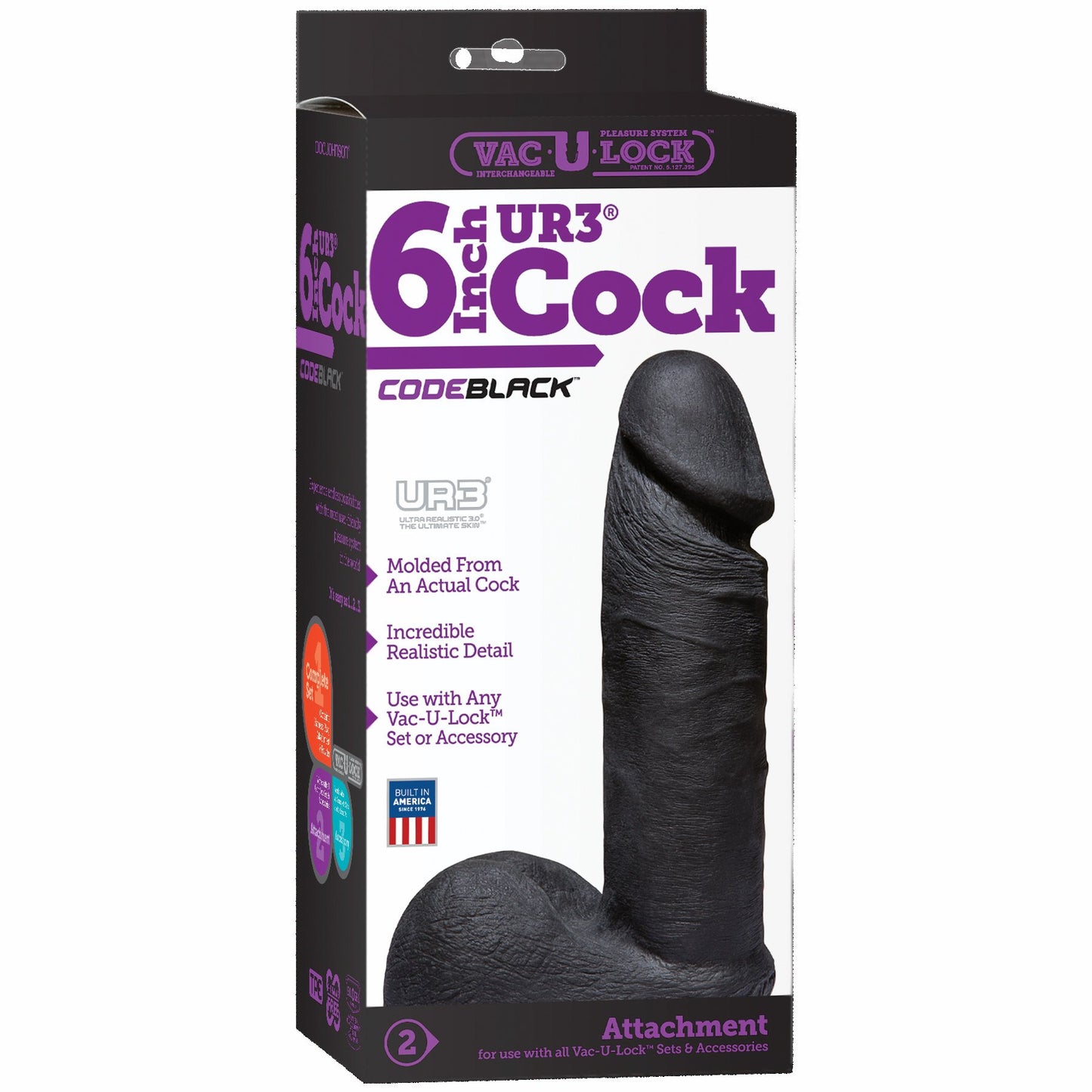 Vac U Lock Code Black 6in Ultraskyn Cock