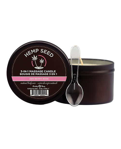 Hemp Seed 3-in-1 Candle Zen Berry Rose 6oz