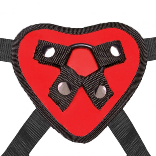 Lux Fetish Red Heart Strap On Harness