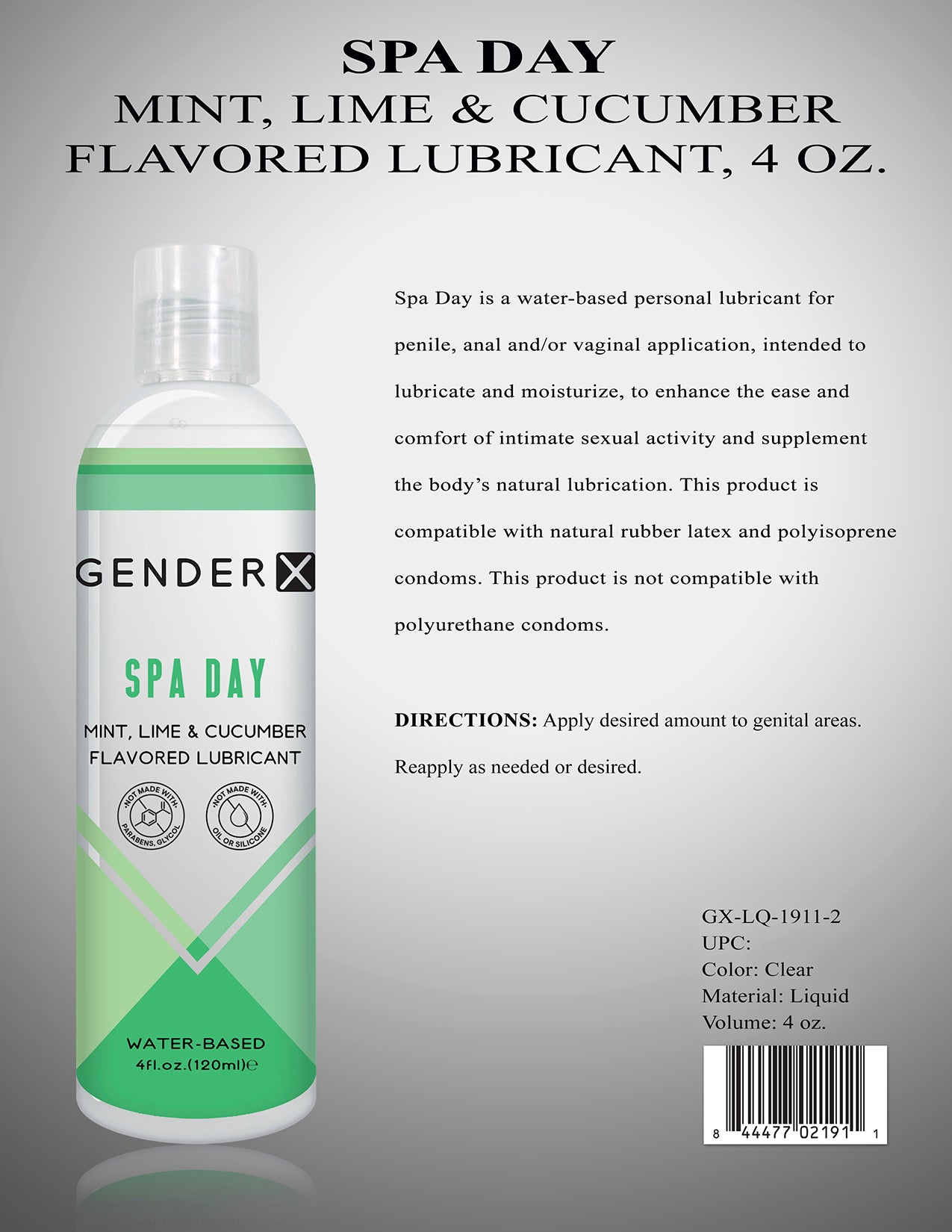 Gender X Spa Day Flavored Lube 4 Oz