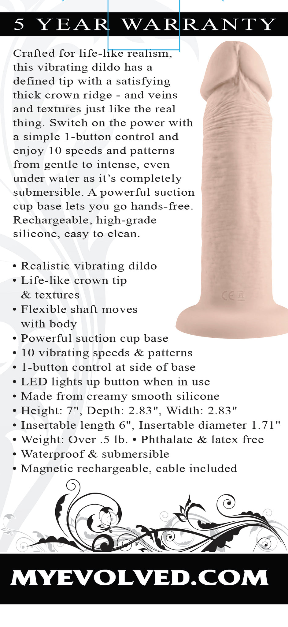 Evolved 6in Girthy Vibrating Dong