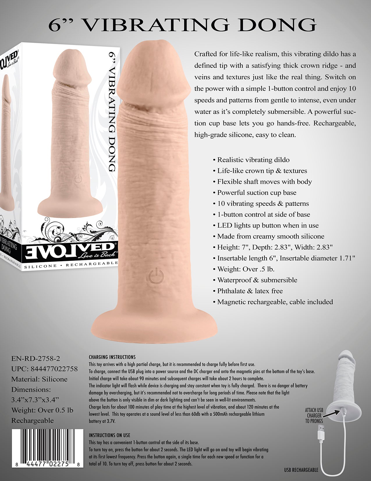 Evolved 6in Girthy Vibrating Dong