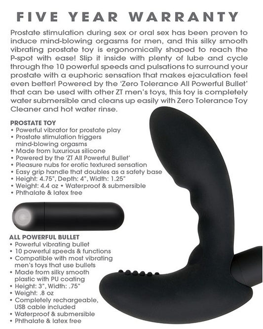 Zero Tolerance Eternal P Spot Prostate Massager Black