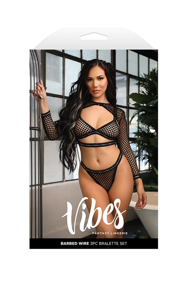 Vibes Barbed Wire 3pc Net Bralette Set