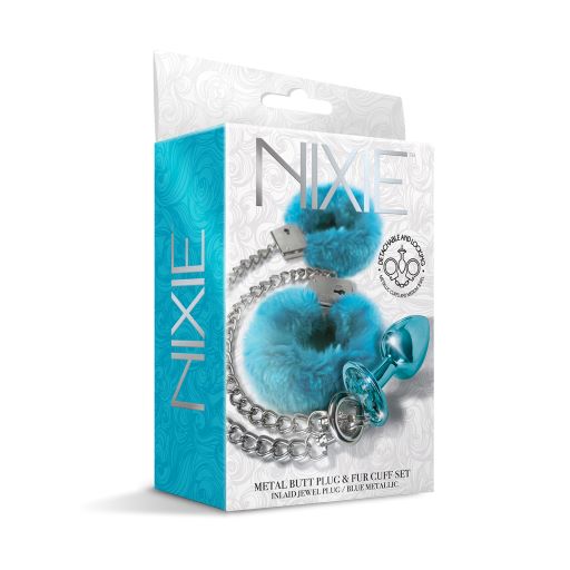 Nixie Metal Plug & Furry Cuff Set Metallic
