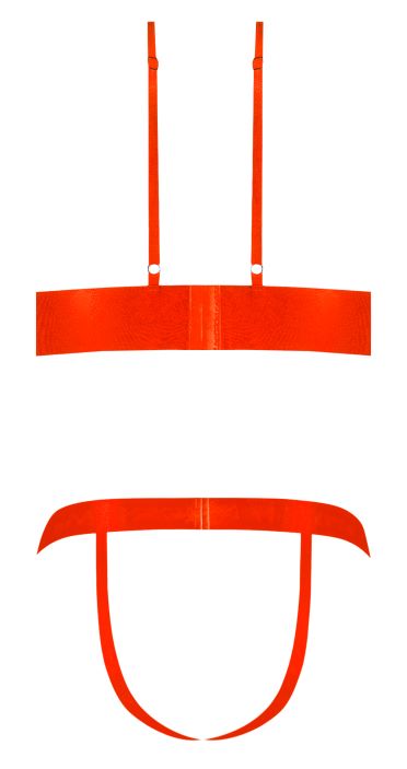 Strap Tease Bra & Crotchless Panty Neon