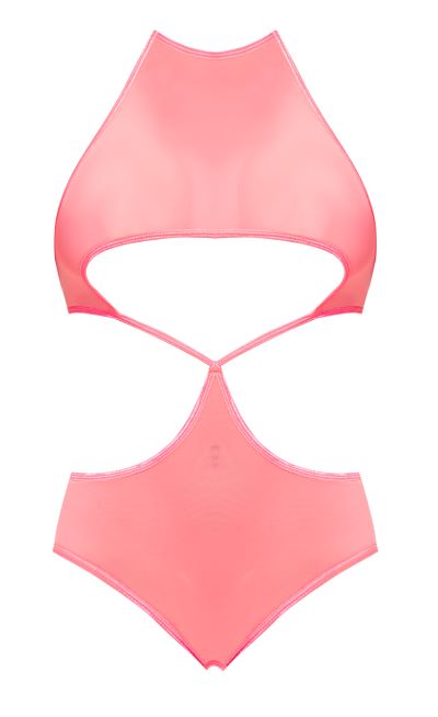 Forever Mesh Underboob Teddy Coral 2xl