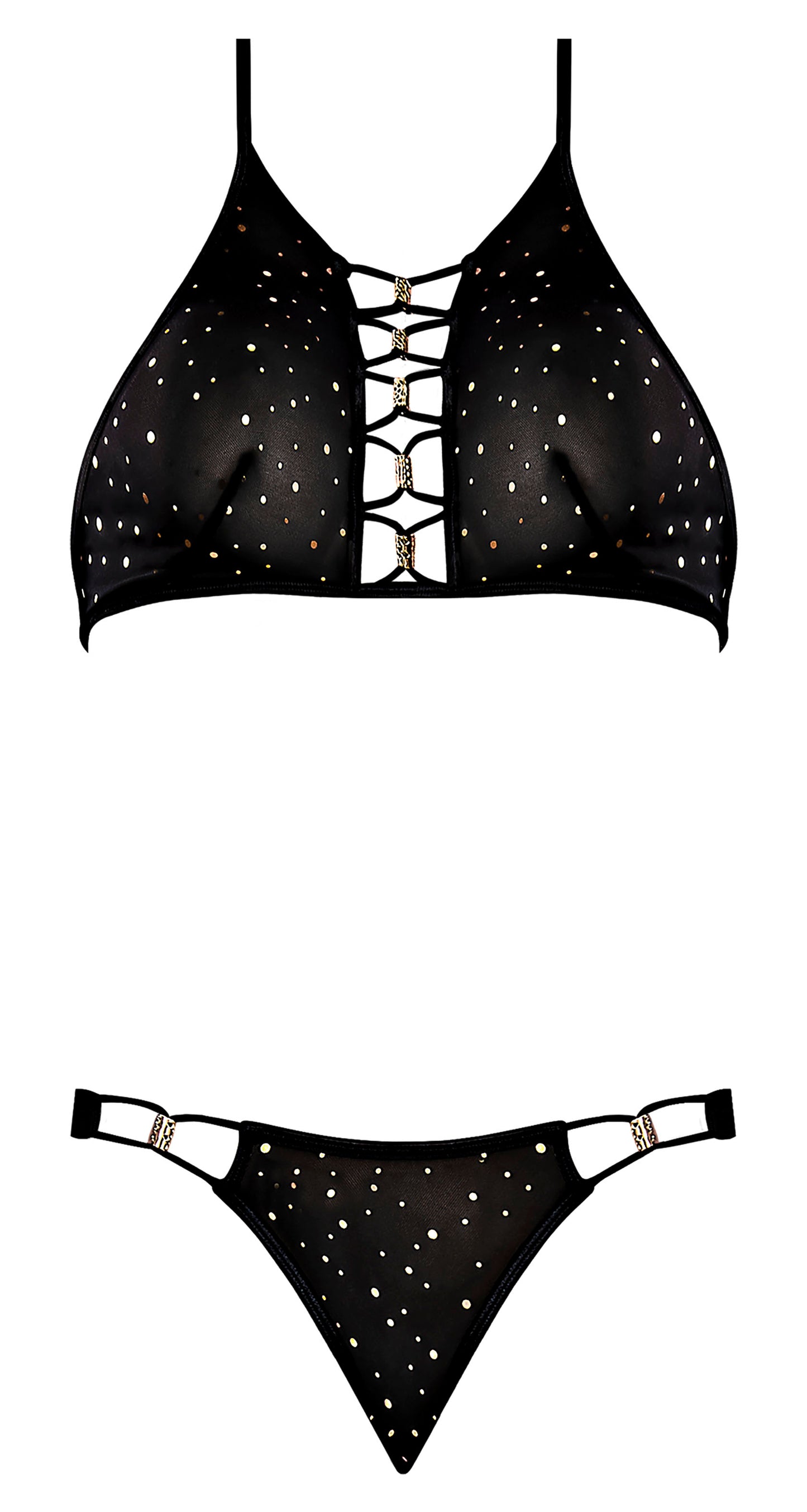 Glitz & Glam Halter Bralette & Panty Black