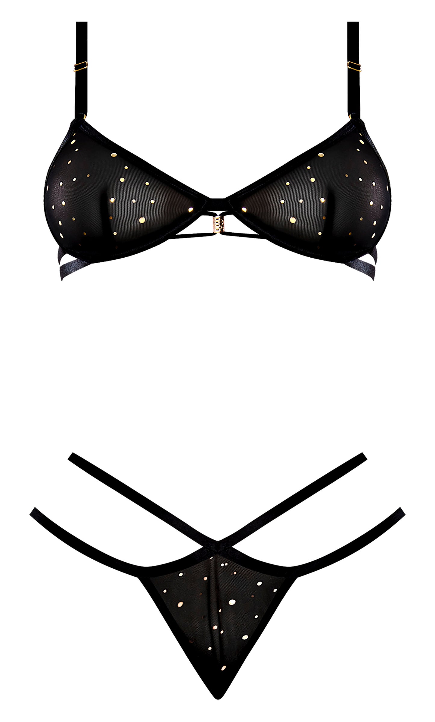 Glitz & Glam Bra & Thong Set Black