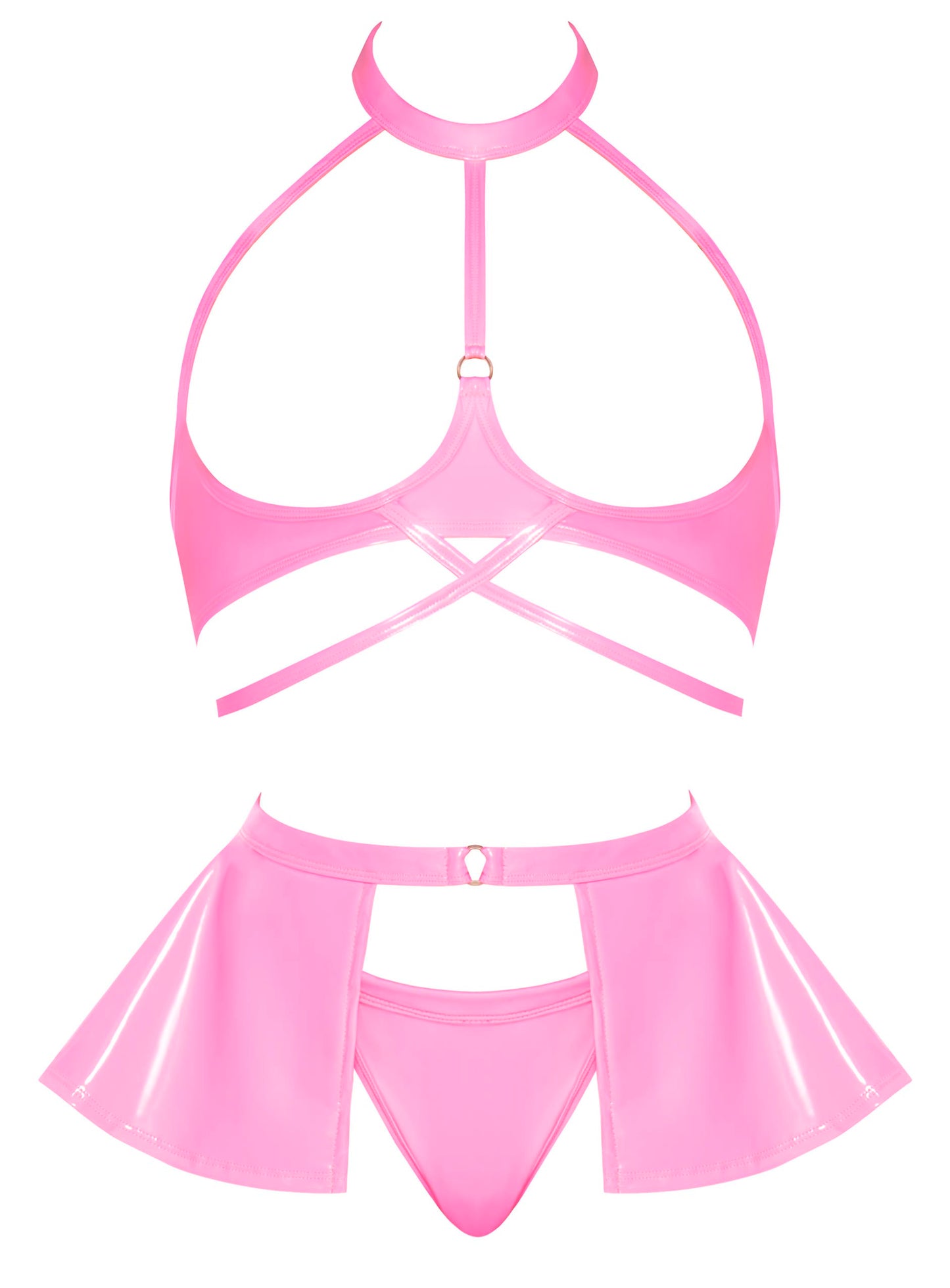 Club Candy Bra Skirt & Thong Pink