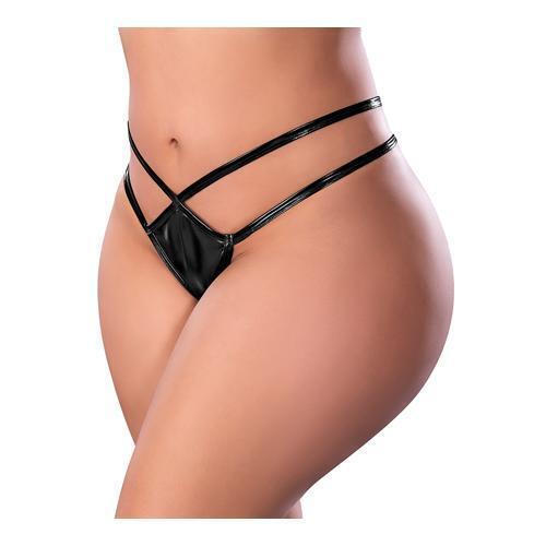 Liquid Onyx Crotchless Panty Black