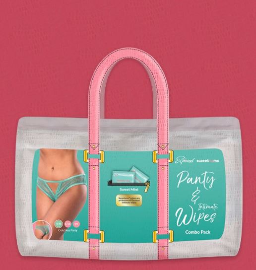 Sweetums Crotchless Panty W/ Wipes Mint 2xl