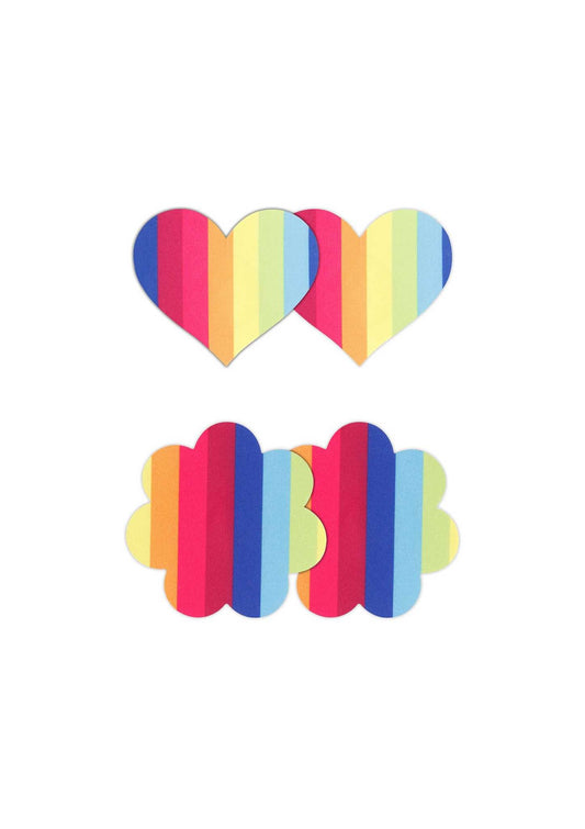 Pretty Pasties Pride Heart & Flower Rainbow 2 Pair