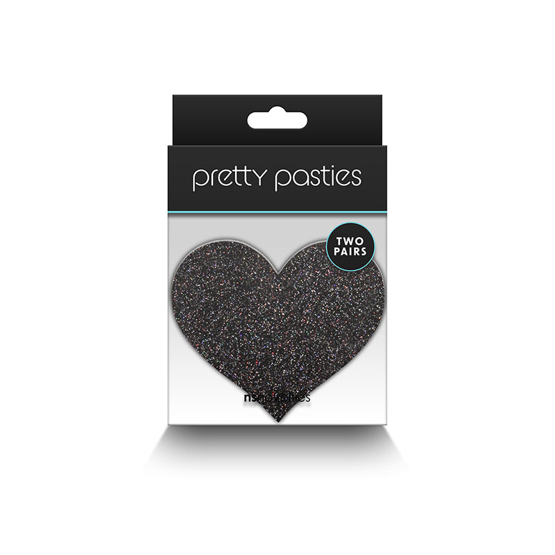 Pretty Pasties Glitter Hearts Black/gold 2 Pair