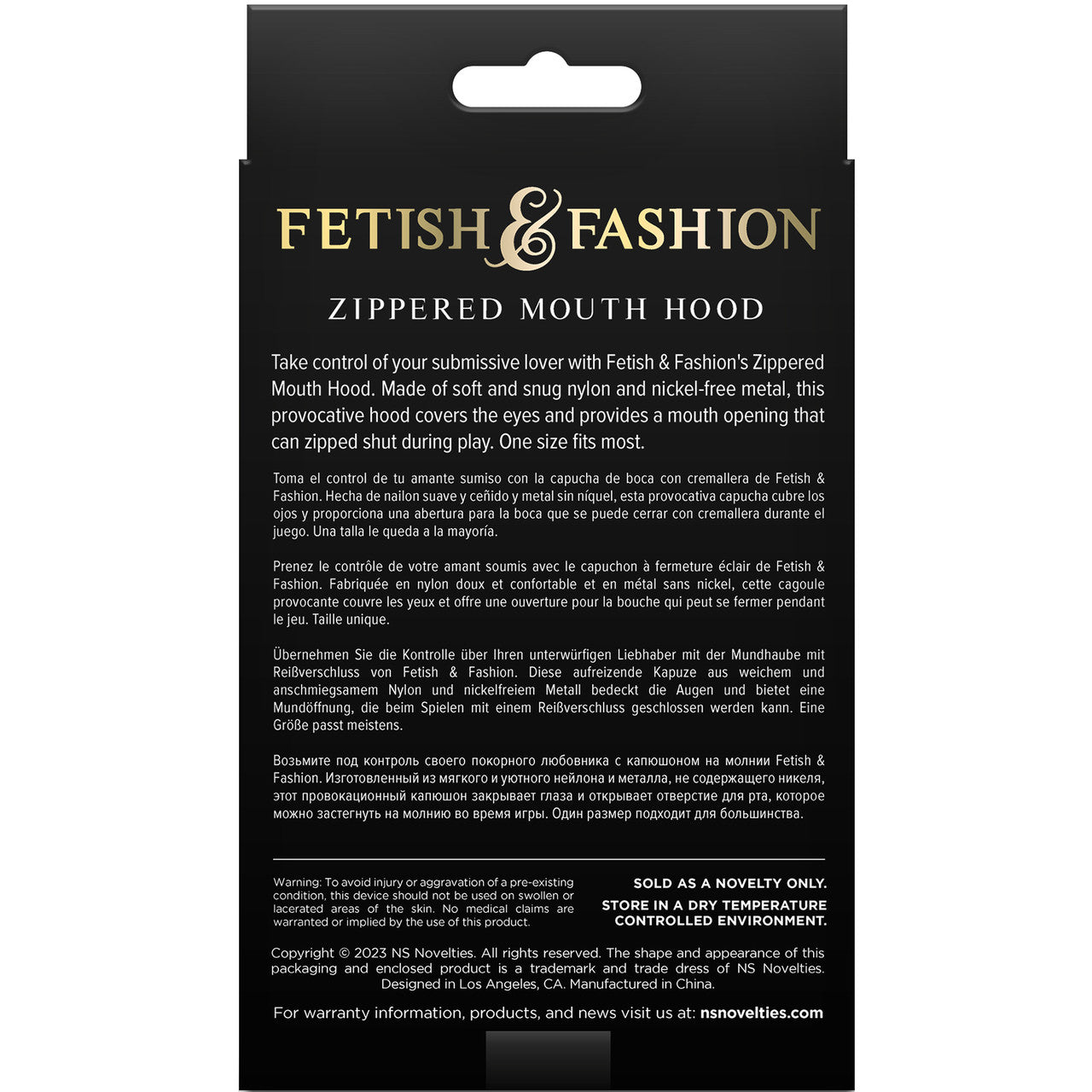 Fetish & Fantasy Zippered Mouth Hood