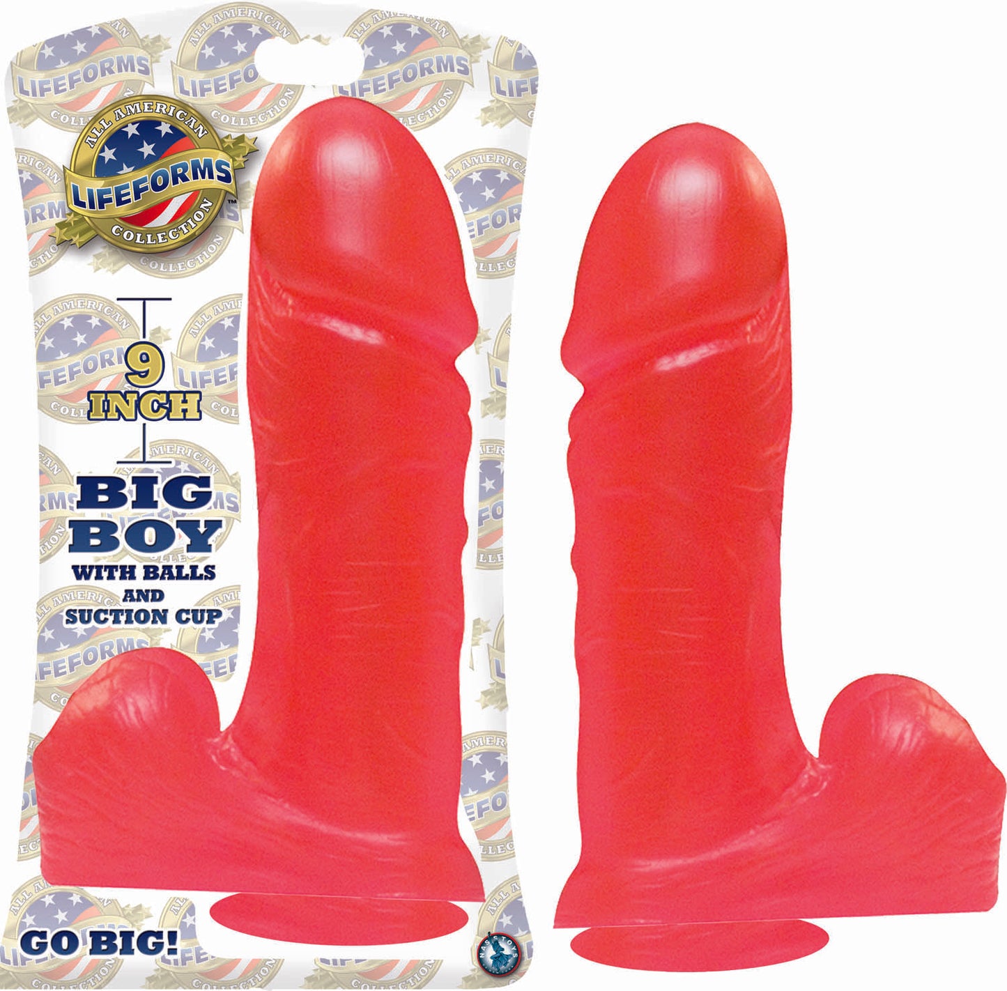 Big Boy 9in With Balls Suction Cup Red Jelly