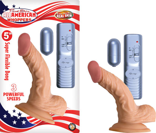All American Whopper 5in Vibrating Flesh