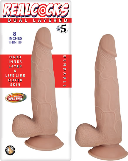 Real Cocks Dual Layered #5 Thin Tip 8 "