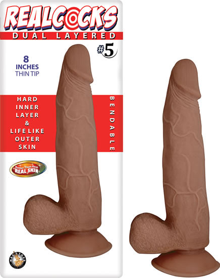 Real Cocks Dual Layered #5 Thin Tip 8 "