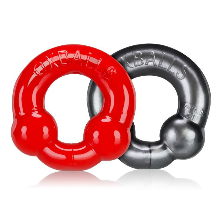 Ultra Balls Cockring 2 Pack Steel/red