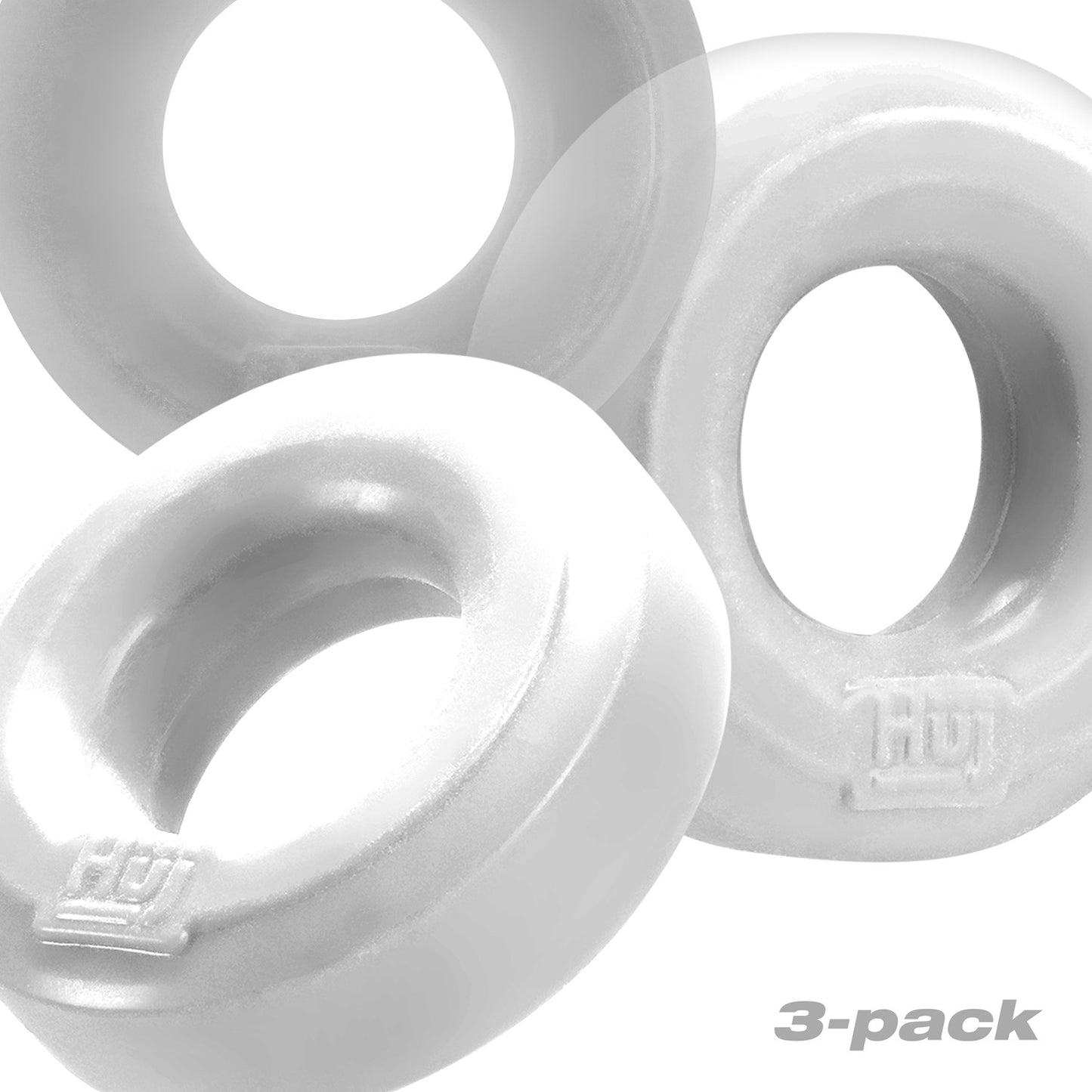 Hunkyjunk Huj C-ring 3pk White Ice & Clear