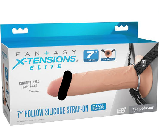 Fantasy X-tensions Elite 7in Silicone Hollow Strap-on Dual Density - Light