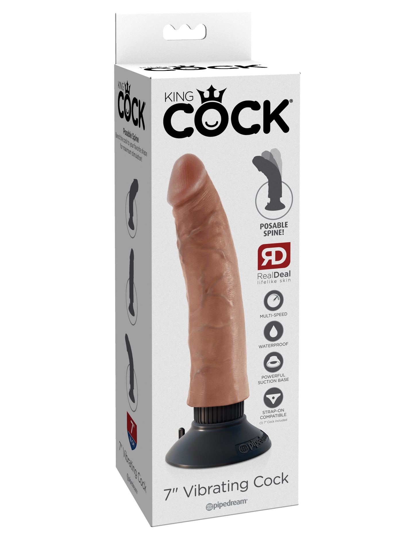 King Cock 7 In Vibrating Tan