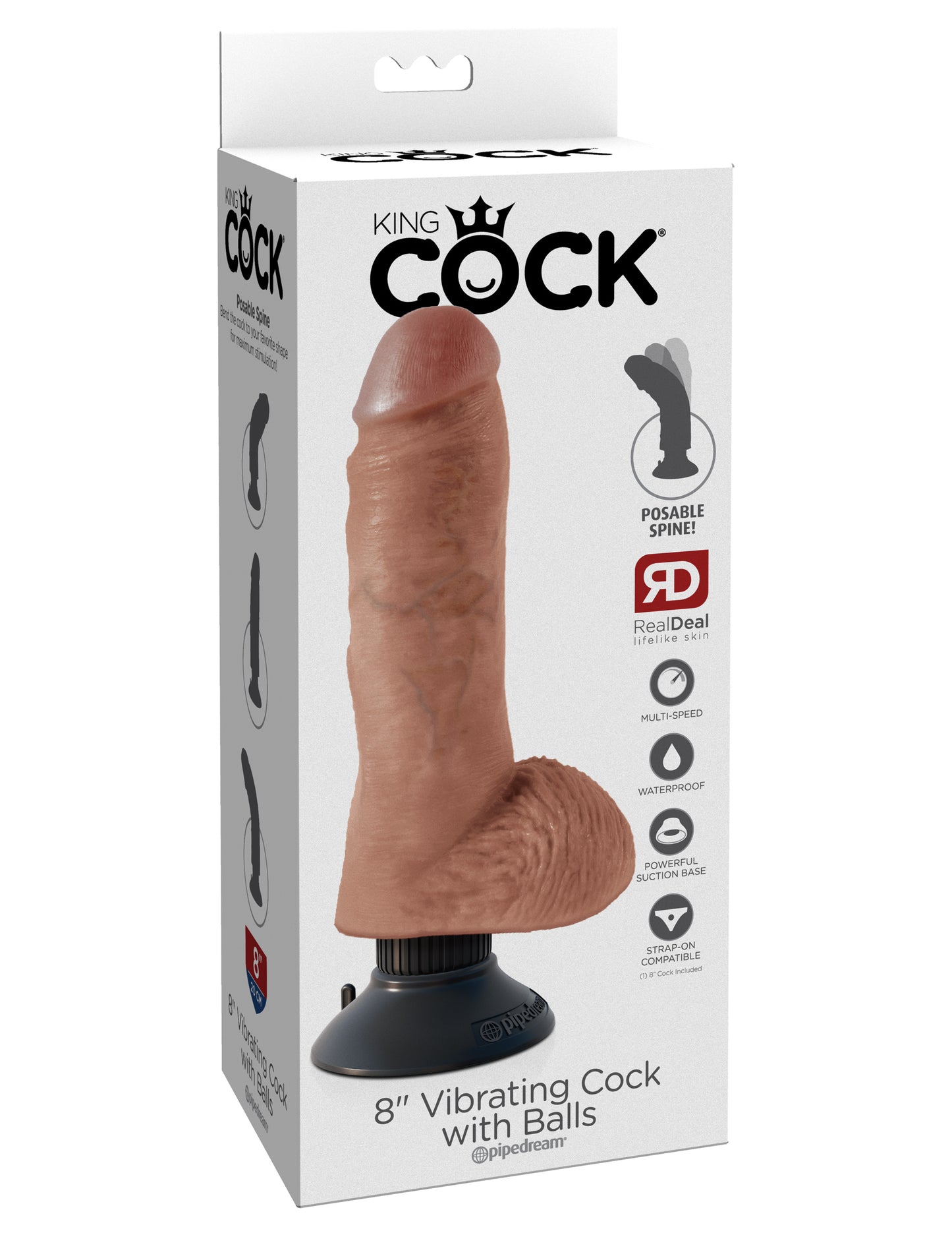 King Cock 8 In Vibrating Tan W/ Balls