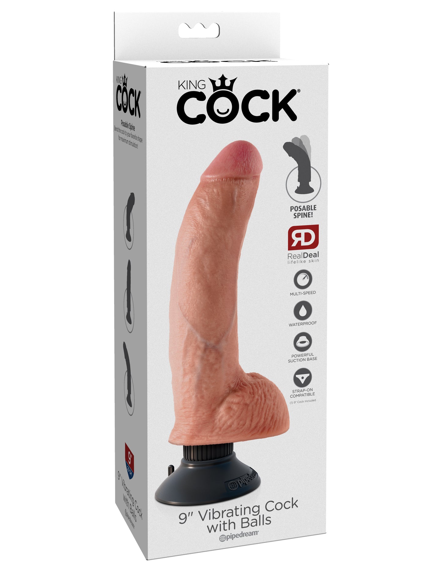 King Cock 9 In Cock W/balls Vibrating