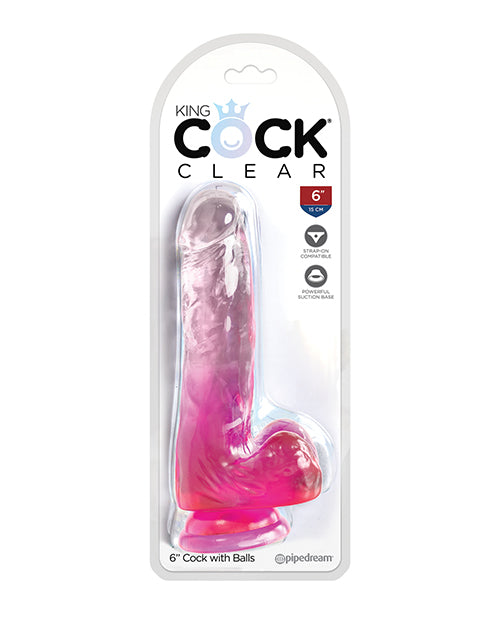 King Cock Clear 6in W/ Balls