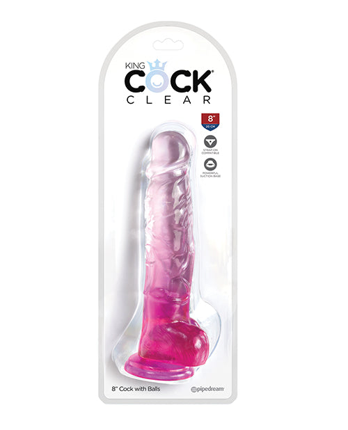 King Cock Clear 8in W/ Balls