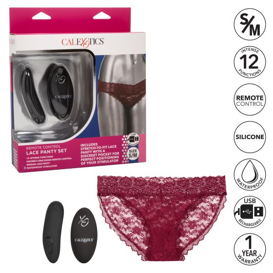 Remote Control Lace Panty Set Burgundy