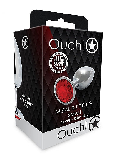 Round Gem Butt Plug Silver Ruby Red