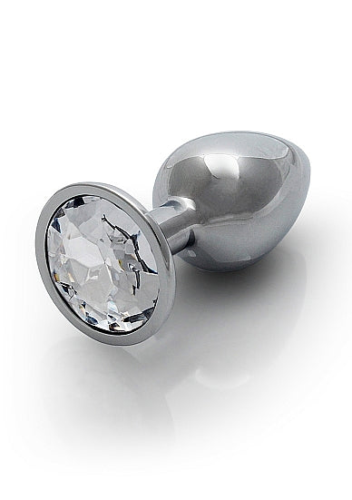 Round Gem Butt Plug Silver Diamond