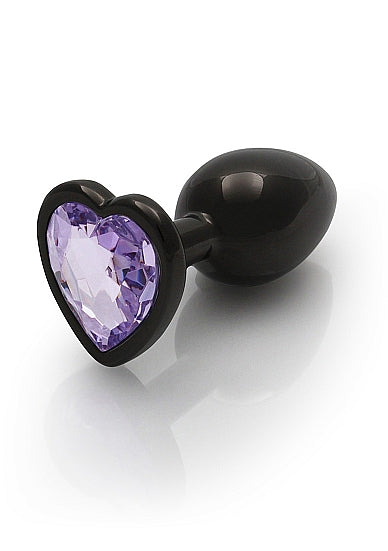 Heart Gem Butt Plug Gunmetal Amethyst