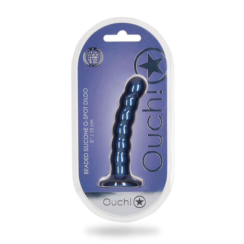 Ouch! Beaded Silicone G-spot Dildo 5 In Metallic