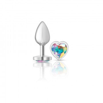 Cheeky Charms Heart Clear Iridescent Silver Plug