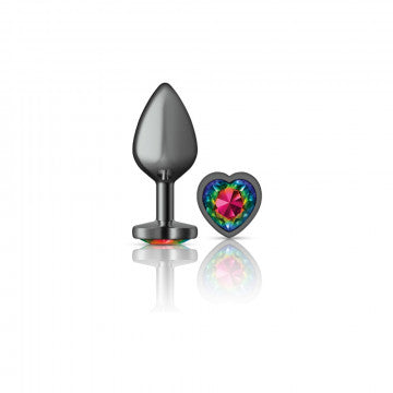 Cheeky Charms Heart Rainbow Gunmetal Butt Plug