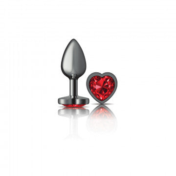 Cheeky Charms Heart Deep Red Gunmetal Butt Plug