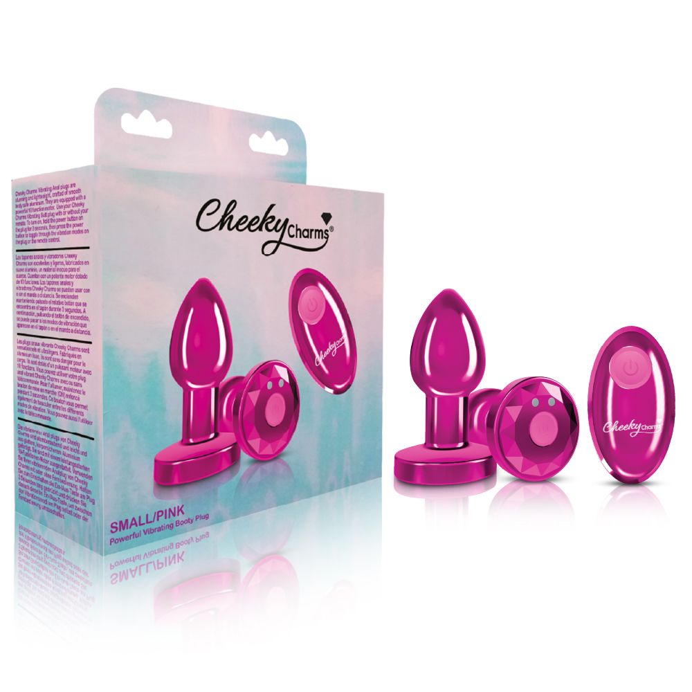 Cheeky Charms Vibrating Metal Plug Pink W/ Remote