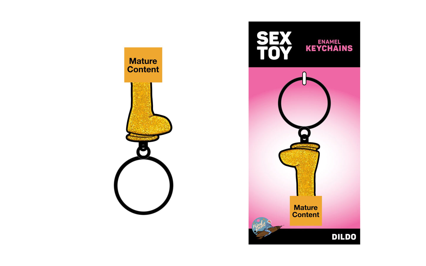 Gold Glitter Dildo Keychain