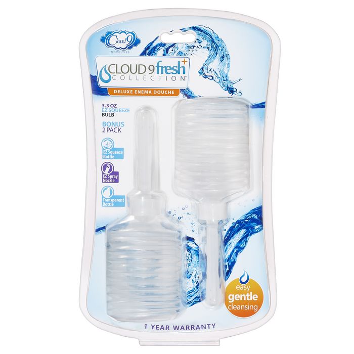 Cloud 9 Fresh + Portable Anal Enema Douche 3.3 Oz Ez Squeeze Bulb 2 Pack