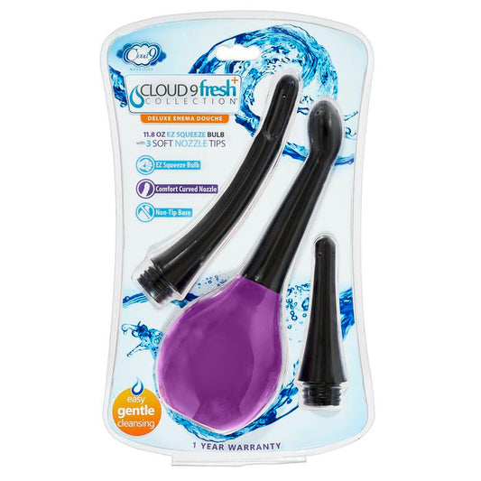 Cloud 9 Fresh + Deluxe Anal Soft Tip Enema Douche 11.8 Oz W/ 3 Soft Nozzle Tips